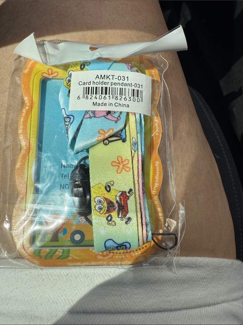SpongeBob SquarePants Yellow Orange ID Badge Holder with Blue Accents